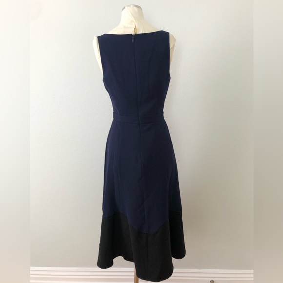 NWOT Harlyn Navy Black Color Block Flounce Hem Cocktail Dress Sweetheart Neck - Picture 6 of 9